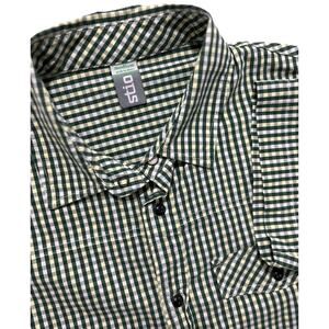 Stio‎ Men’s Medium Snap Button Shirt Green Check Pearl Snap Front Cotton Blend